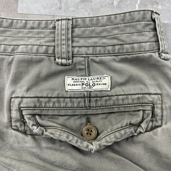 Polo Ralph Lauren Cargo Shorts Mens 40 Classic Chino Tan Distressed Preppy - Picture 3 of 13